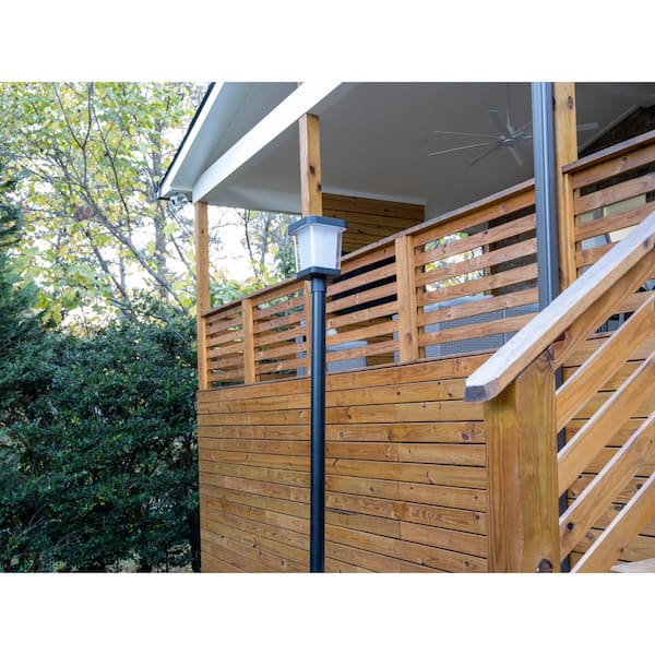 1-Light Black Aluminum Solar Outdoor Weather Resistant Post Light with Integrated LED