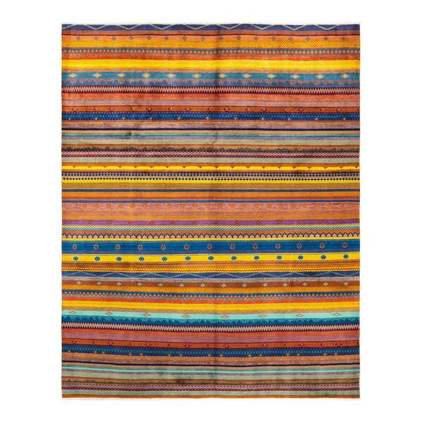 Solo Rugs Modern One-of-a-Kind Contemporary Multi 8 ft. 1 in. x 10 ft. 1 in. Striped Area Rug