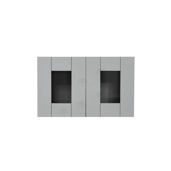 LIFEART CABINETRY Anchester Assembled 24x30x12 in. Wall Mullion Door Cabinet with 2 Doors 2 Shelves in Light Gray