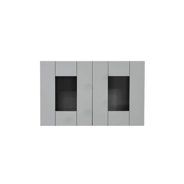 LIFEART CABINETRY Anchester Assembled 30x18x12 in. Wall Mullion Door Cabinet with 2 Doors in Light Gray