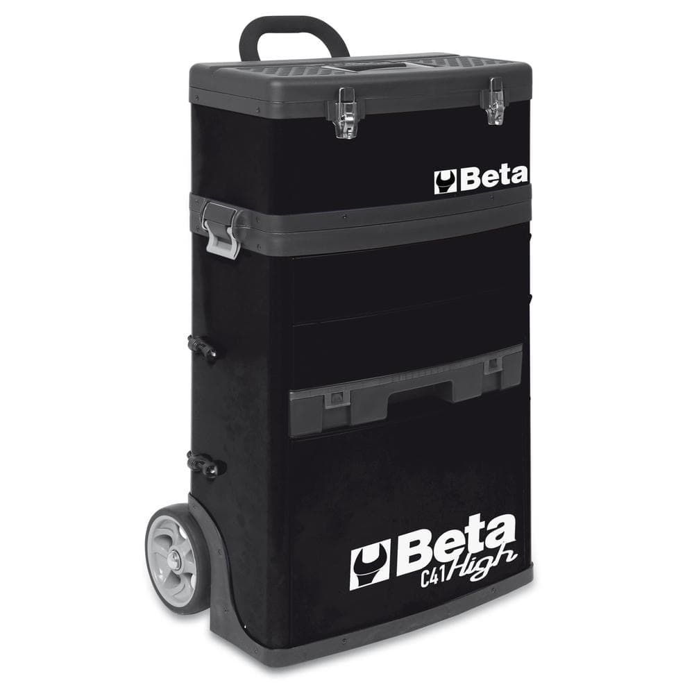 Beta 21 in. Mobile Tool Utility Cart with 3 Slide-Out Drawers and Removable Top Box with Carry Handle in Black -  041000005