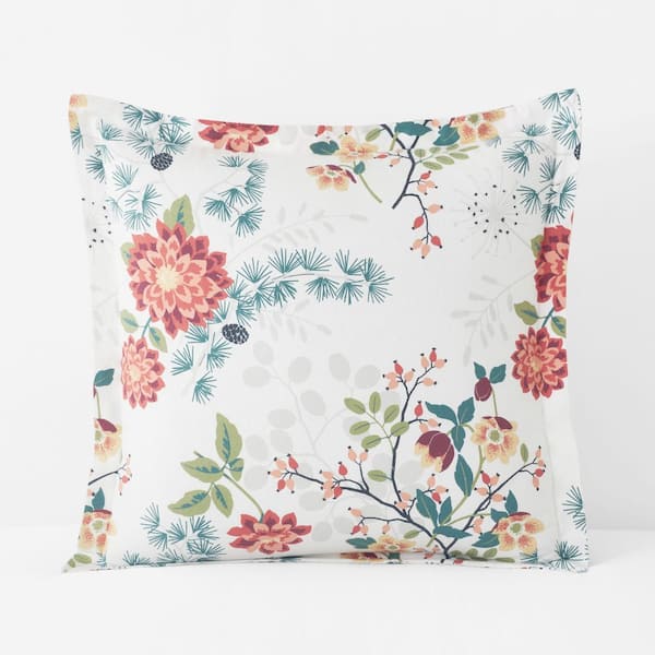 Company Cotton Vintage Blooms Velvet White Multi Flannel Sham