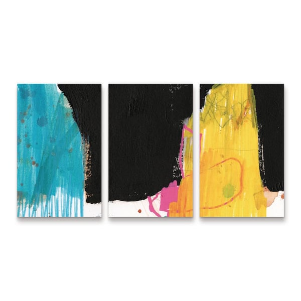 Trademark Fine Art Jennifer Goldberger Primary Action III 3-Piece Panel Set Unframed Photography Wall Art 19 in. x 36 in