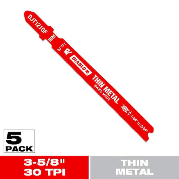 3-5/8 in. x 30 TPI Thin Metal Bi-Metal Jigsaw Blade (5-Pack)