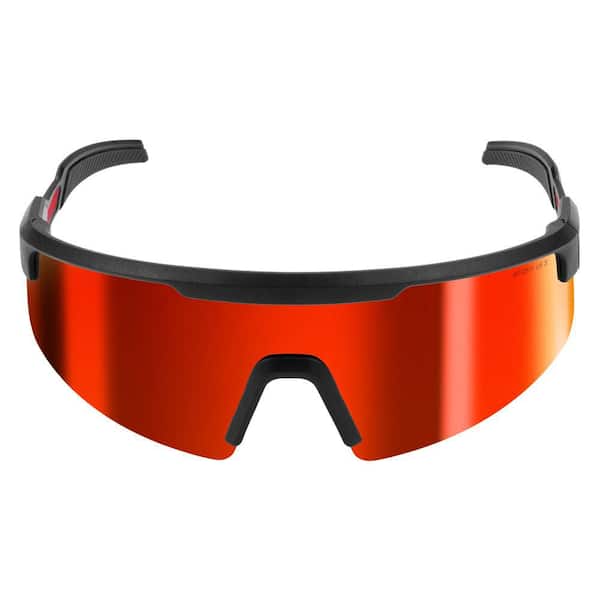 Milwaukee Safety Glasses with Red Wrap Around Mirrored Anti