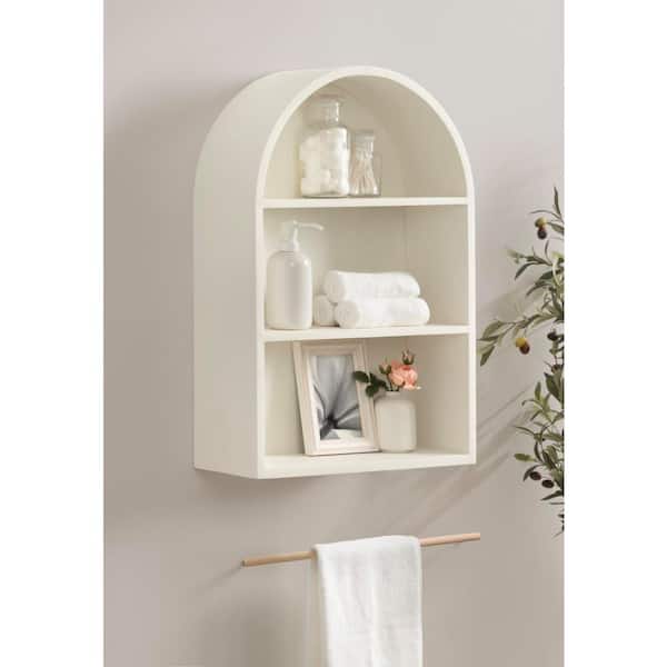 White Shelf / 丸窓 Kate and Laurel Arcott 18 in. W x 6 in. D White Wood Decorative