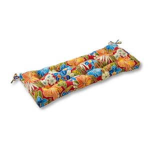 Aloha Floral Red Rectangle Outdoor Bench/Swing Cushion