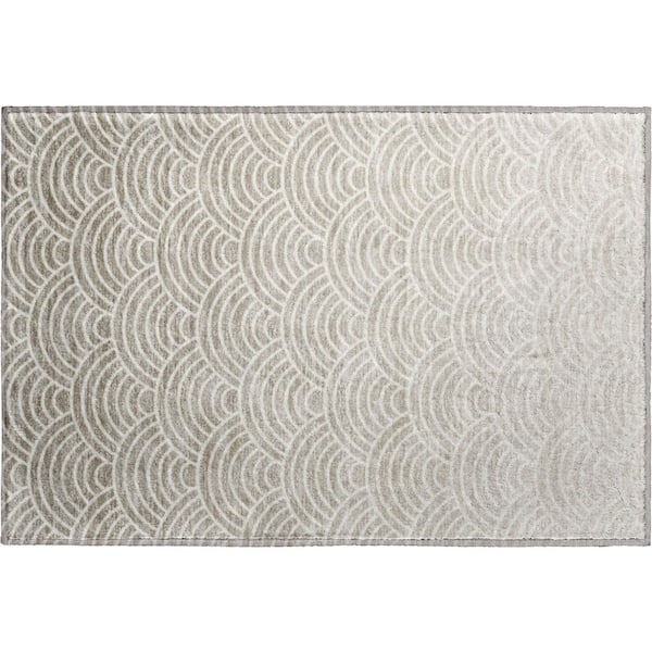 Mayfield Premium Machine Washable Abstract AMF2414 Ivory 2 ft. x 3 ft. Accent Rug