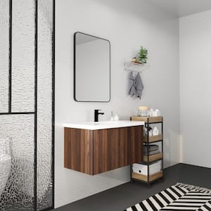 36 in. W x 18 in. D x 19.30 in. H Freestanding Bath Vanity in California Walnut with White Resin Sink and Top