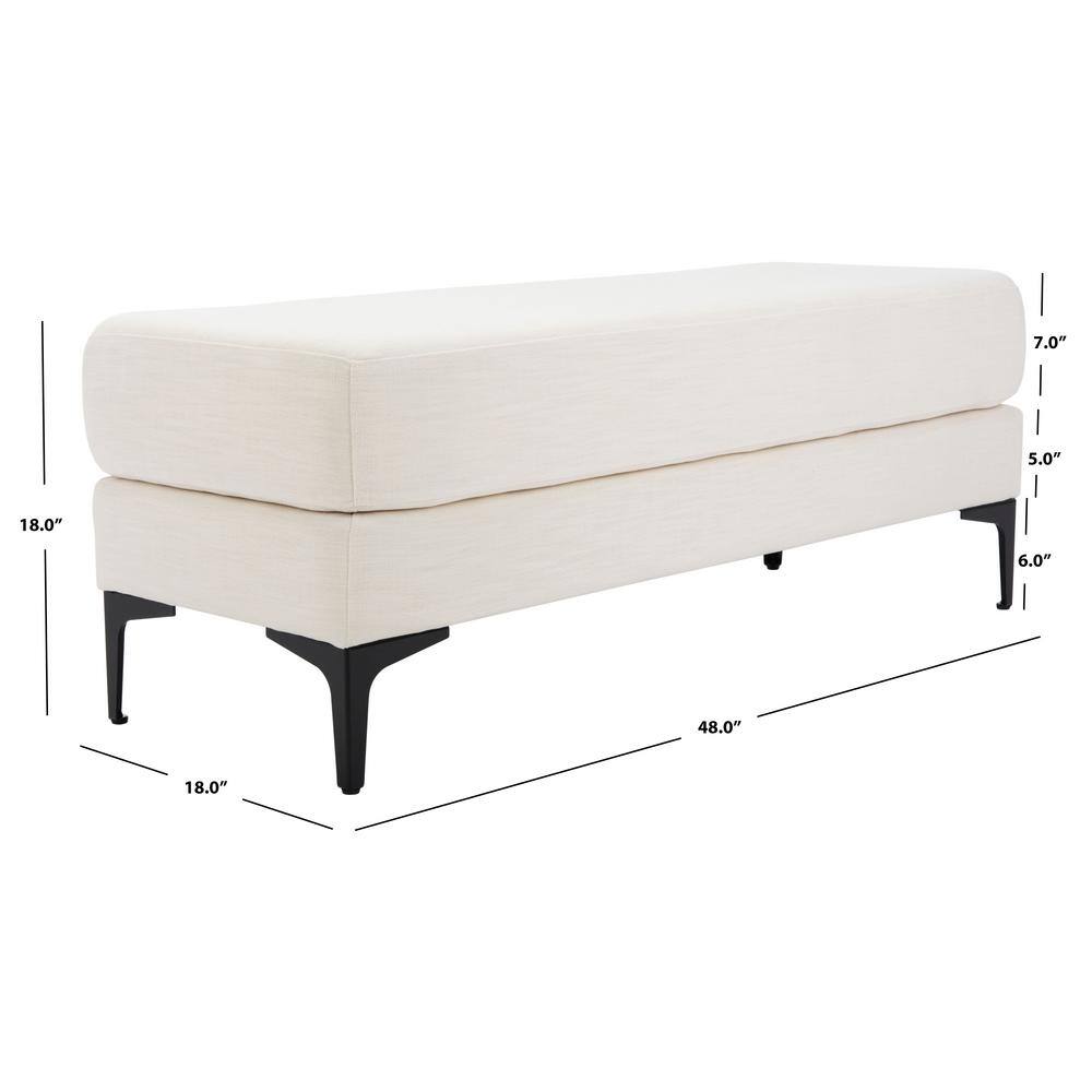 Elise Transitional Cream PU Leather and Black Wood 48" Bench