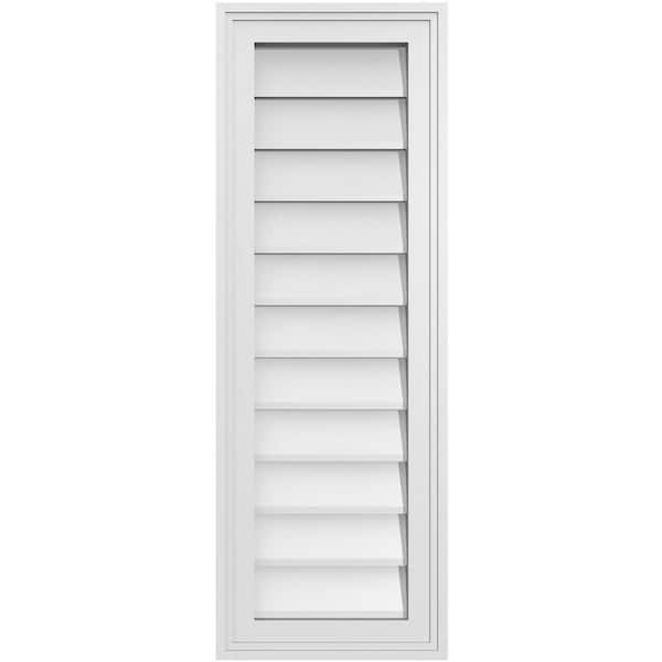 Ekena Millwork 12" x 34" Vertical Surface Mount PVC Gable Vent: Non-Functional with Brickmould Frame