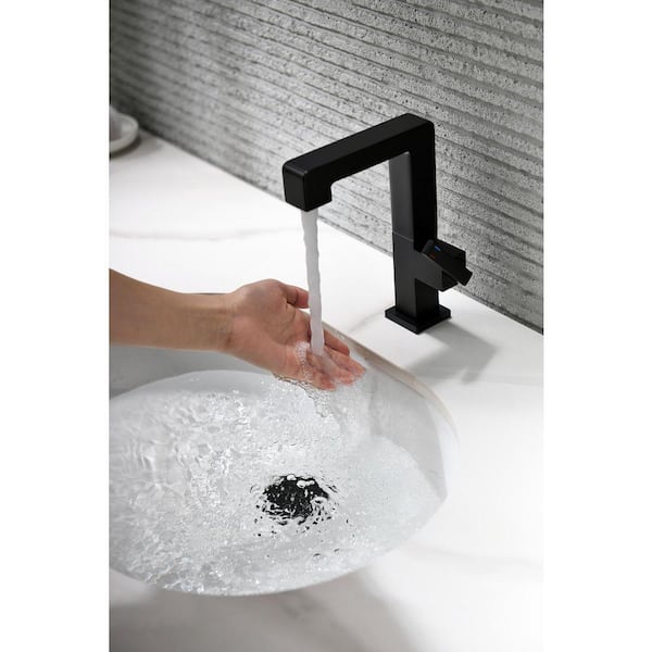 Tomfaucet Single Handle Single Hole Bathroom Faucet in Matte Black