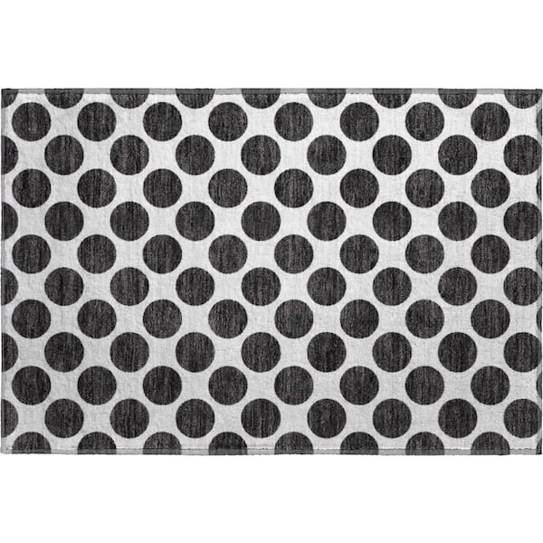 Mayfield Premium Machine Washable Abstract AMF980 Black 1 ft. 8 in. x 2 ft. 6 in. Area Rug