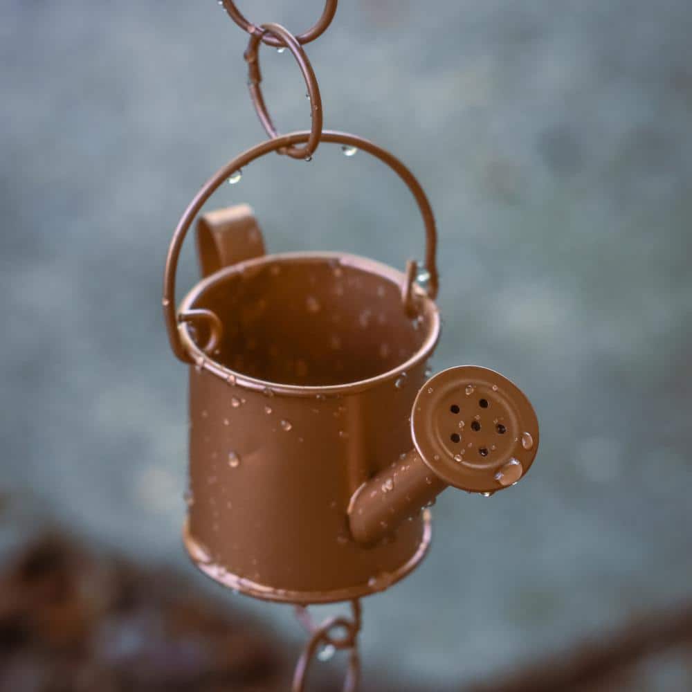Copper Colored Iron Watering Can Rain Chain for Gutters