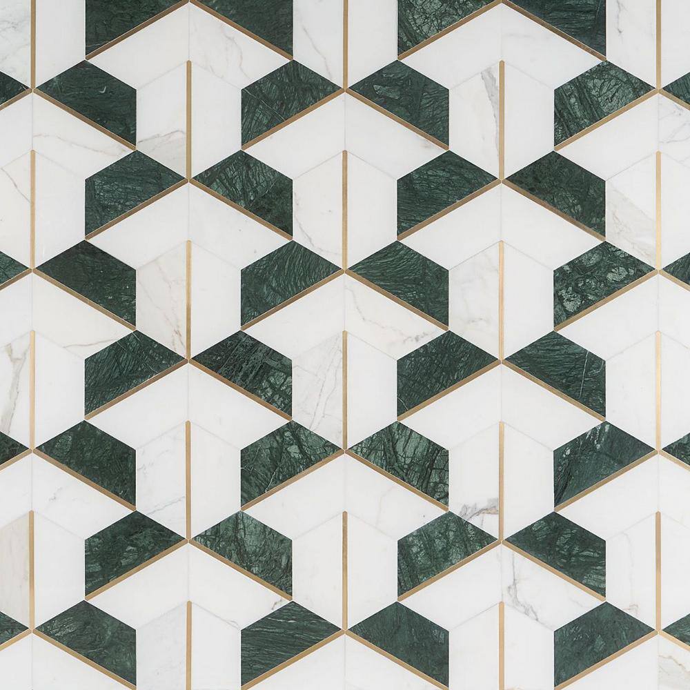 Millenium 10" x 12" Polished Marble Hexagon Mosaic Tile