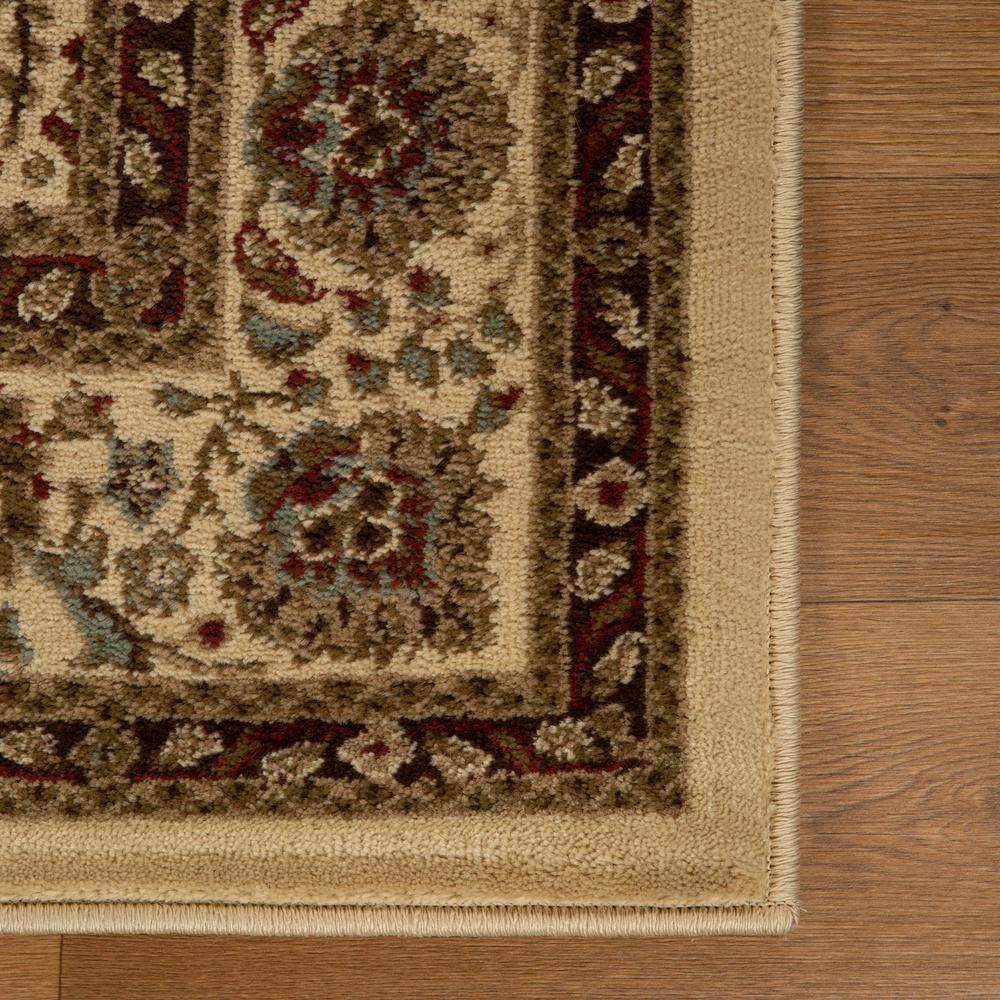 Taupe Oriental Floral Scroll Synthetic Area Rug, 7' x 9'