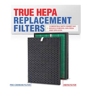 1-True HEPA Air Cleaner Replacement Filter plus 1-Carbon Filter Set Compatible with RabbitAir BioGS 2.0 Ultra Quiet