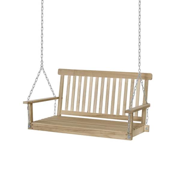 Outsunny 46.75 in. 2-Person Natural Wood Porch Swing