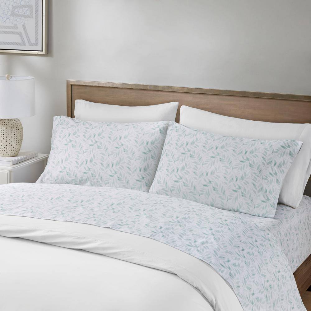 Full Green Leaves Cotton Percale Sheet Set