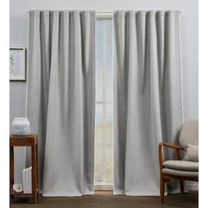 Marabel Grey/White Solid Lined Room Darkening Hidden Tab / Rod Pocket Curtain, 54 in. W x 96 in. L (Set of 2)