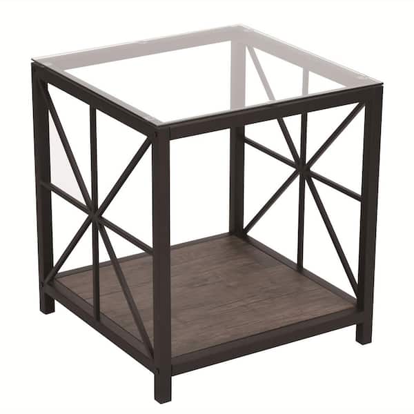Homy Casa Shape 20 in. Clear Glass Square End Table