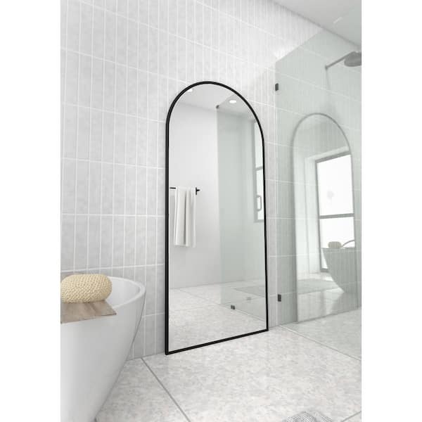 Glass Warehouse 30 In X 67 Arch, Lina Modern Floor Mirror Gold With Marble Effect