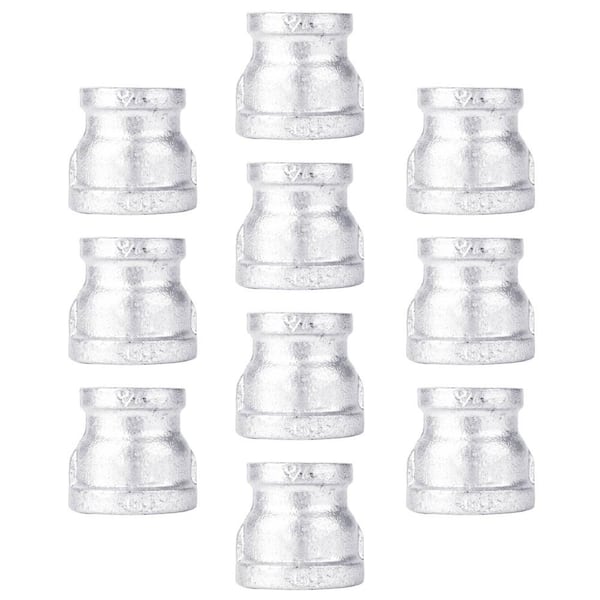 PIPE DECOR 1/2 in. x 1/4 in. Galvanized Iron FPT x FPT Reducing Coupling Fitting (10-Pack)