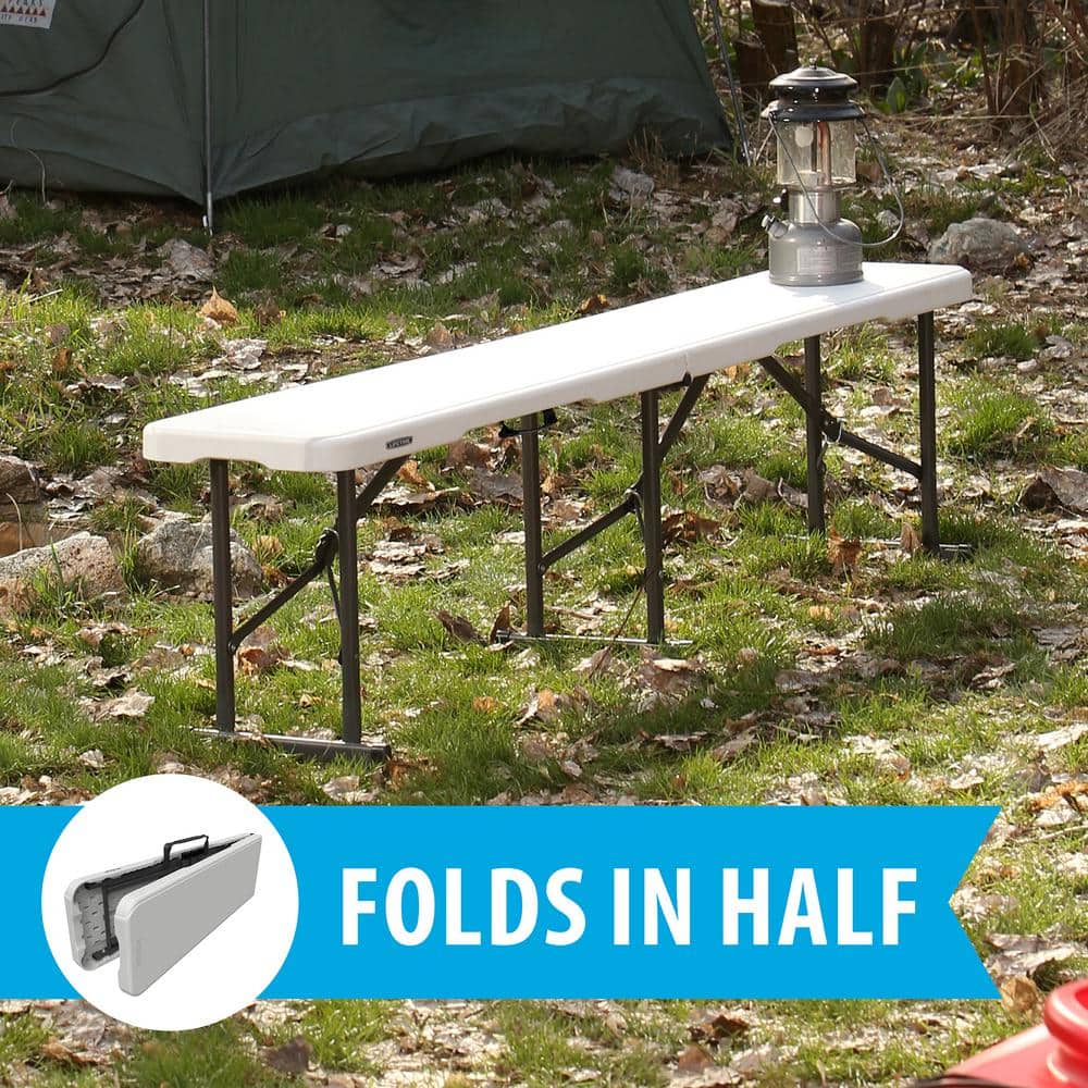 White Granite 6-Foot Fold-In-Half Outdoor Bench