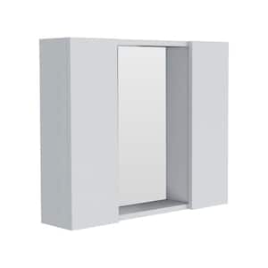 23.6 in. W x 19.52 in. H White Rectangular Wall Surface Mount Bathroom Storage Medicine Cabinet with Mirror