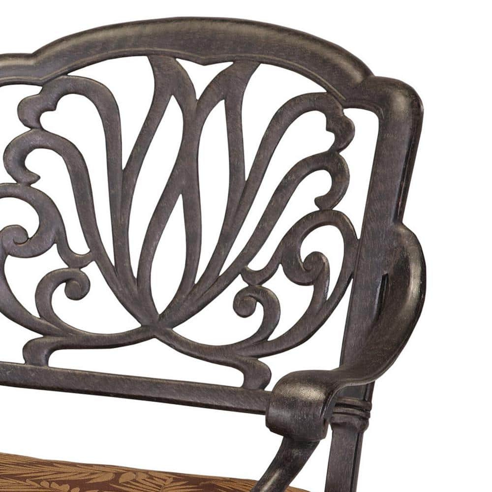 Capri Charcoal Cast Aluminum Swivel Rocking Dining Chair with Burnt Orange Cushions