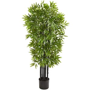 Indoor/Outdoor 51 in. Bamboo Artificial Tree with Black Trunks UV Resistant