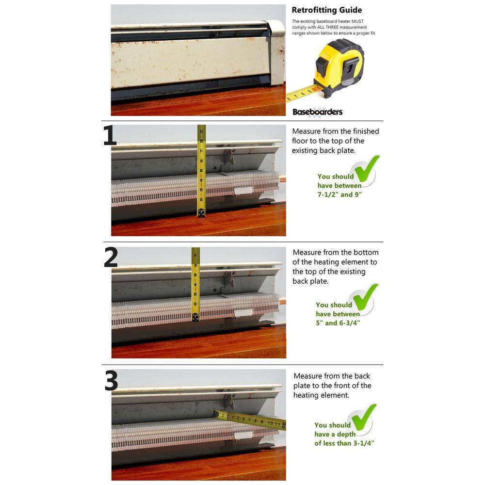 Elliptus White Galvanized Steel Slip-On Baseboard Heater Cover Set
