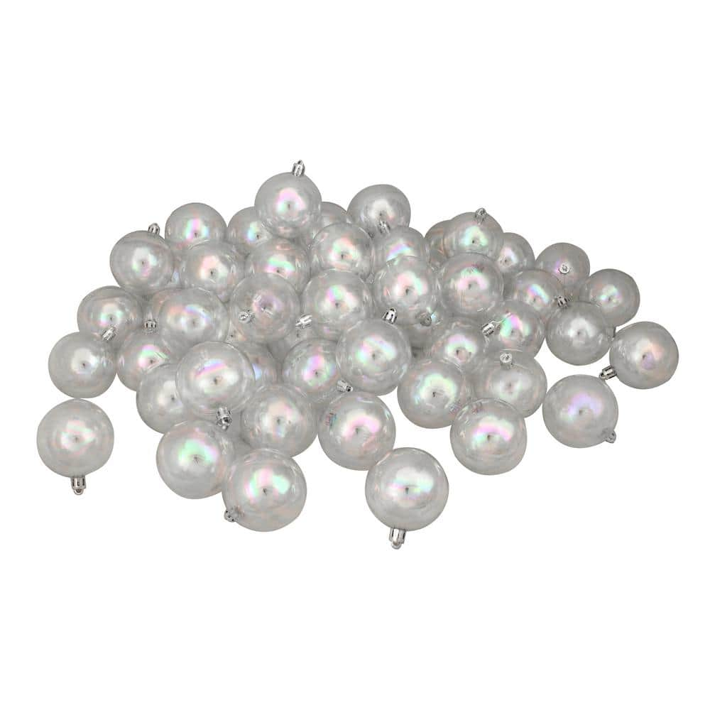 Northlight Clear Iridescent Shatterproof Christmas Ball Ornaments  (60-Count) 31754338 - The Home Depot