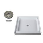 36 in. x 36 in. Single Threshold Alcove Shower Pan Base with Center Drain in Satin Nickel