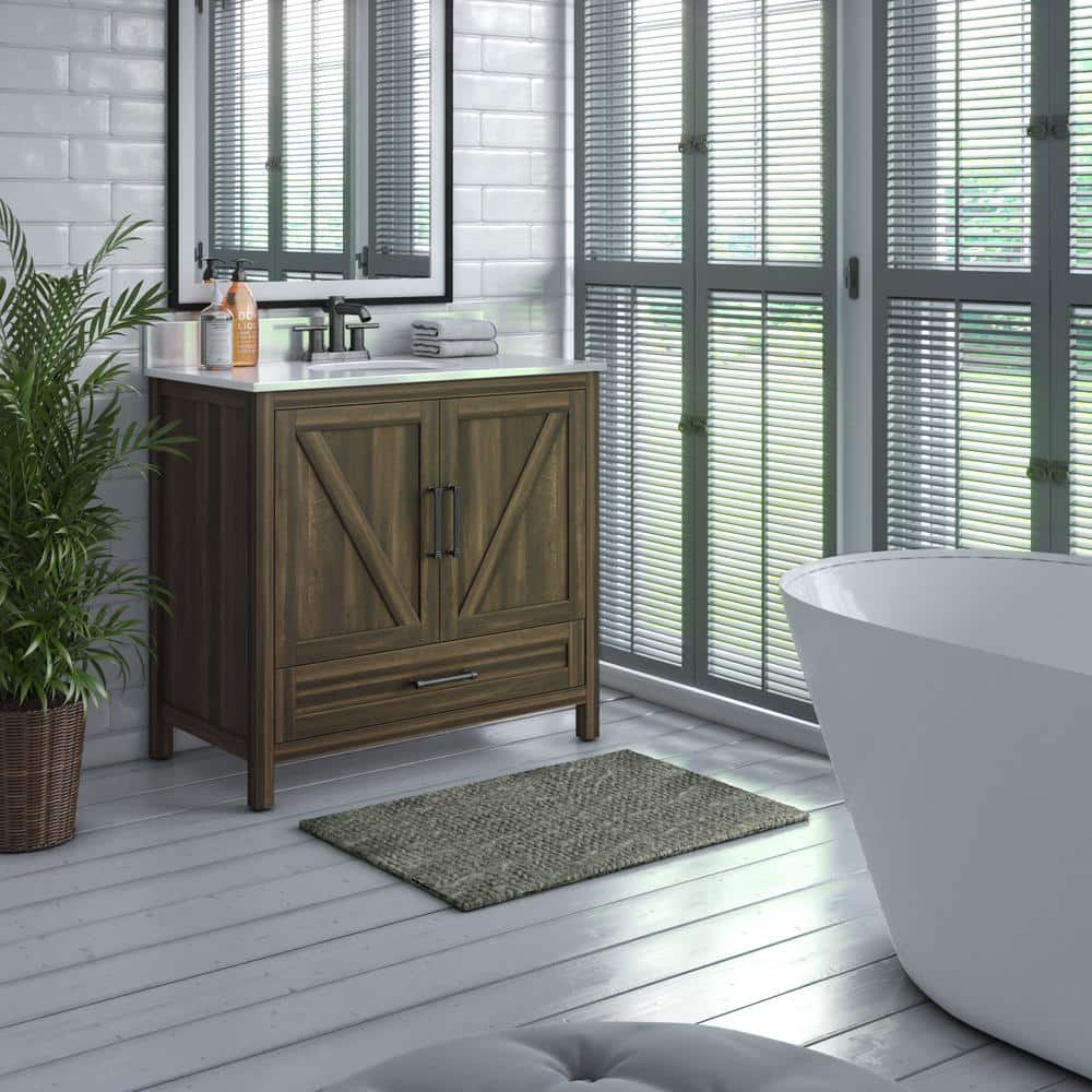Canyon Lake Pine 36" Single Bathroom Vanity with White Stone Top