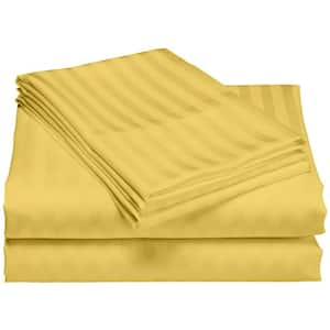 Hotel London 600-Thread Count 100% Cotton Deep Pocket Striped Sheet Set (Twin XL, Gold)