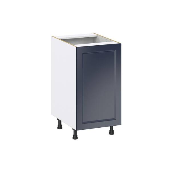 J COLLECTION Devon Painted Blue Recessed Assembled 2 Waste Bins Pull Out Kitchen Cabinet (18 in. W x 34.5 in. H x 24 in. D)
