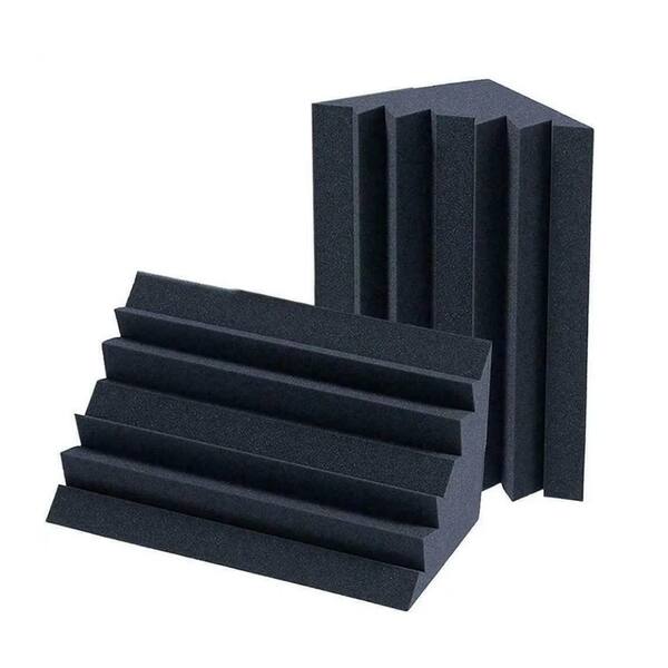 Wellco 4.8 in. x 4.8 in. x 9.5 in. Low Frequency Corner Trap Acoustic Soundproofing Foam in Black (12-Pack)