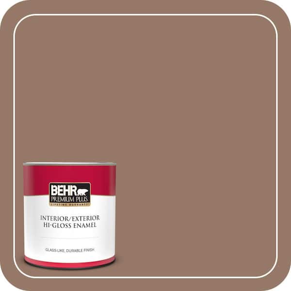 BEHR PREMIUM PLUS 1 qt. #BXC-73 True Walnut Hi-Gloss Enamel Interior/Exterior Paint & Primer