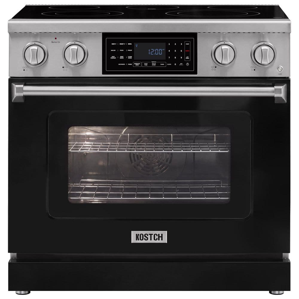 Tilt Panel 36 in. 5 Burner Elements Freestanding Electric Range with 6.2 cu. ft. Air Fry Conv. Oven in Black price history on PriceWatchPro