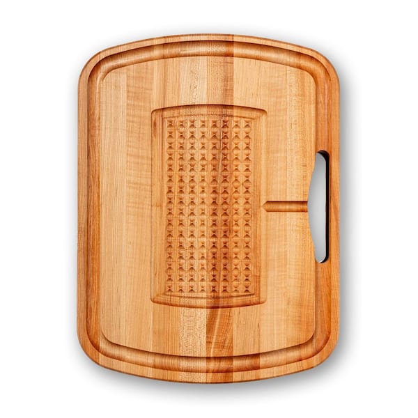 24 in. Maple Block Ultimate Carving Board with Juice Groove and Pan, Rectangle, Wood in Natural