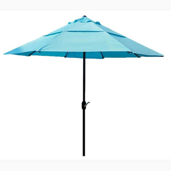 10 ft. Teal Outdoor Patio Umbrella 3 Tier Vented Round Market Umbrella ...