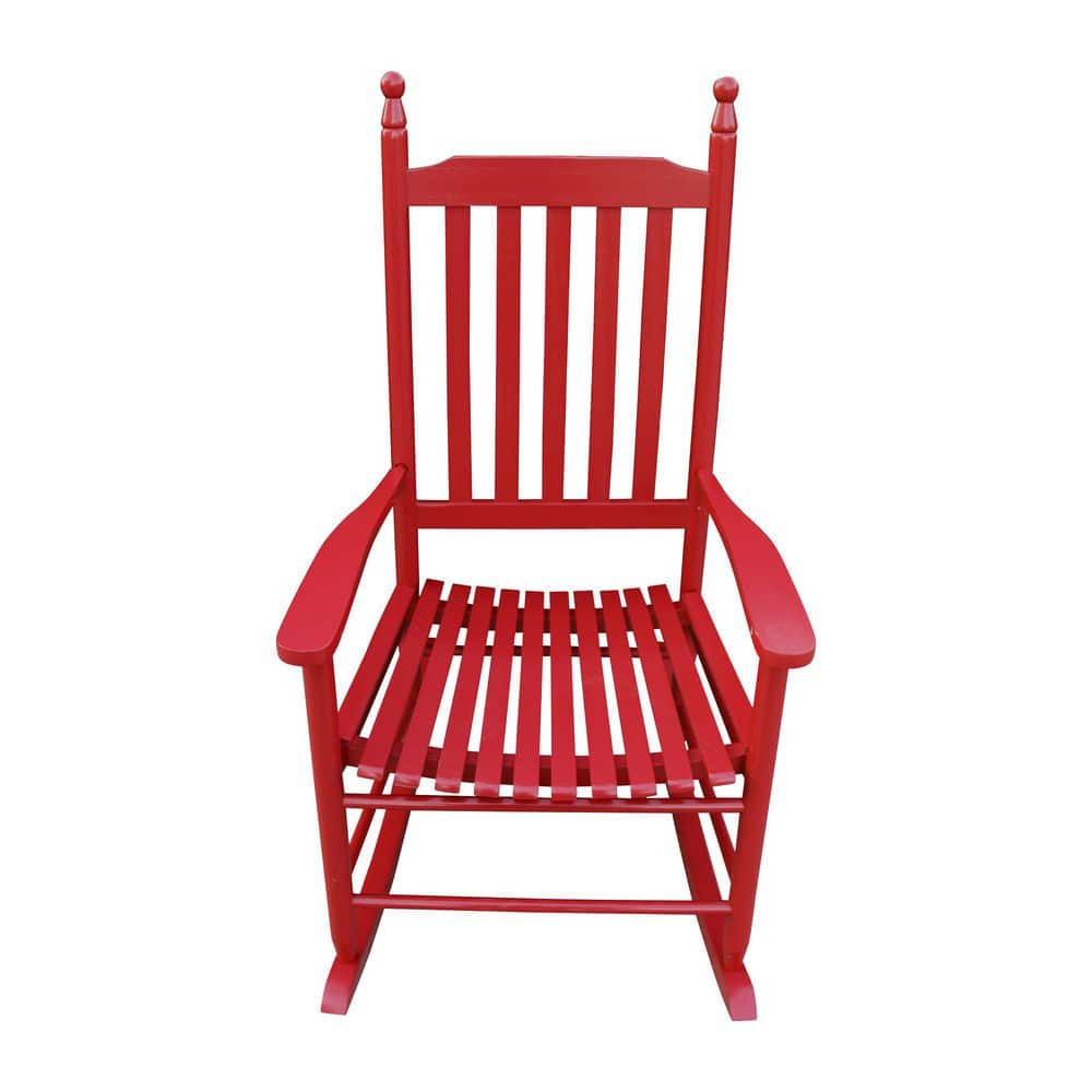 Rose Red Finish Solid Wood Outdoor Rocking Chair for Balcony or Porch