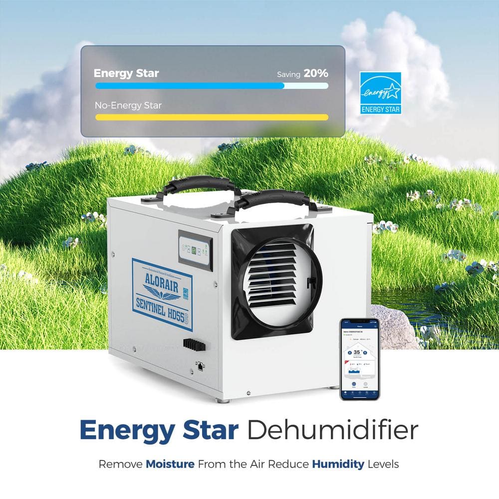 AlorAir Sentinel HD55 White Commercial Dehumidifier with Humidistat