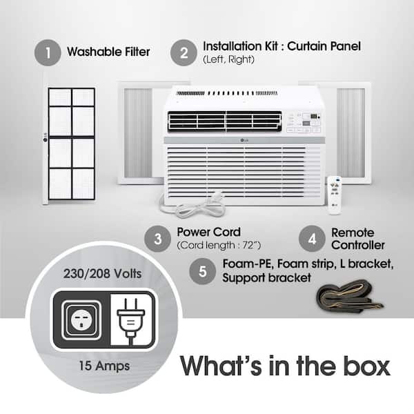 24,500 BTU 208/230-Volt Window Air Conditioner Unit Cools 1,550 sq. ft. with Remote, Dehumidifier and in White