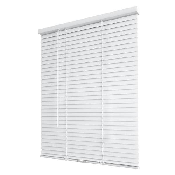 White Cordless Room Darkening Vinyl Mini Blinds with 1 in. Slats-58 in. W x 48 in. L (Actual Size 57.5 in. W x 48 in. L)