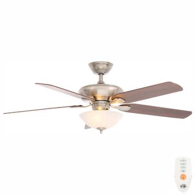 Flowe 52 in. Indoor LED Brushed Nickel Dry Rated Ceiling Fan with 5 Reversible Blades, Light Kit and Remote Control