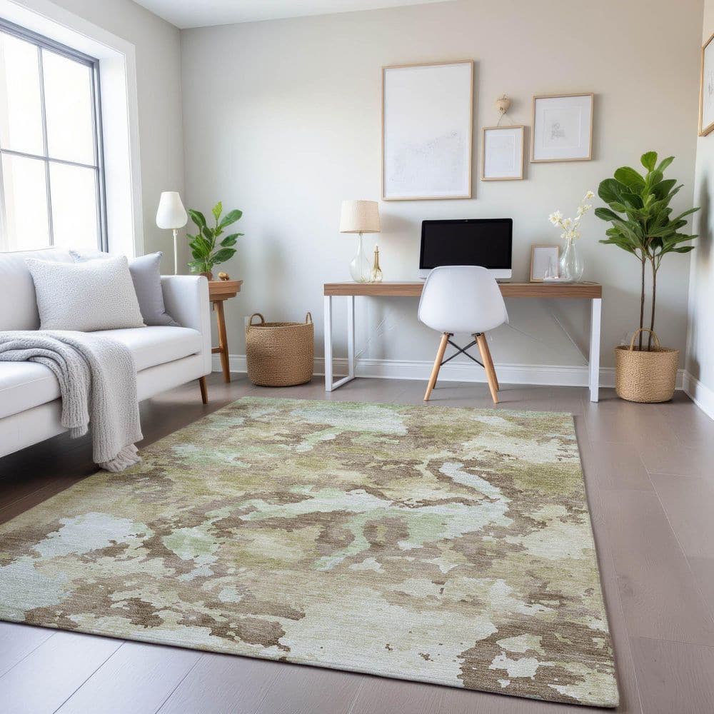 Mayfield Premium Machine Washable Abstract AMF1382 Taupe 9 ft. x 12 ft. Area Rug price history on PriceWatchPro