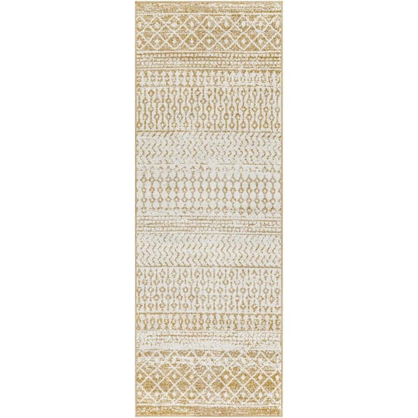 Livabliss Alois Yellow Geometric 3 ft. x 8 ft. Indoor Runner Area Rug
