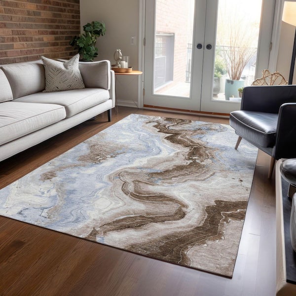 Chantille Machine Washable Indoor/Outdoor Abstract ACN1862 Taupe 3 ft. x 4 ft. Area Rug